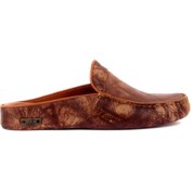 Resim Sail Lakers - Kahverengi Deri Çizgi Desenli Erkek Ev Terliği 110-558-E 