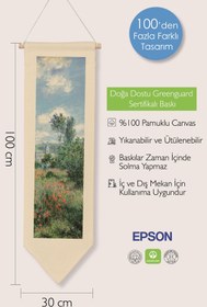 Resim Duvar Halısı Pinterest Oda Dekoru, Monet Sanat Serisi, 100cm Kanvas Flama Askılı Duvar Örtüsü NO:604 - Renkli - 5 / 30 x 100 
