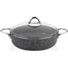 Resim İndüksiyon Uyumlu Basık Granit Tencere 26 Cm Gri 