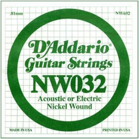 Resim D'Addario NW032 Nickel Wound Elektro ve Akustik Gitar Tek Tel (32) 