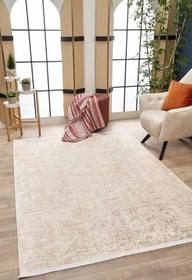 Resim 120x180 cm Hoy Bej Modern Yün El Dokuma Modern Geometrik Etnik Eskitme Desenli Boho Oturma Odası Salon Yolluk Koridor Mutfak Halısı 