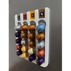 Resim Kapsül Kahve Standı Buzdolabı Için Mıknatıslı 20 Kapsül Kapsül Tutucu 