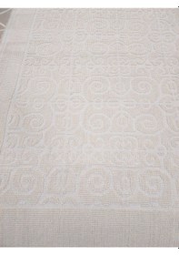 Resim Pamuklu Bukle Lüks Kilim 140x200 -spiral Düz Krem Krem 