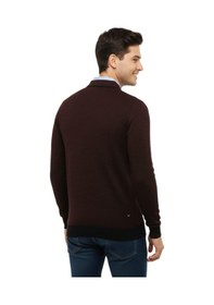 Resim Çizgi Erkek Polo Yaka Kazak Cepli Çelik Örgü Klasik Kalıp 5208f Bgl-st04963 Bordo 