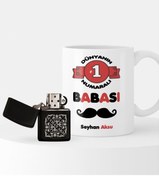 Resim Bk Gift Kişiye Özel Dünyanın 1 Numaralı Babası Benzinli Çakmak Ve Kupa Seti 