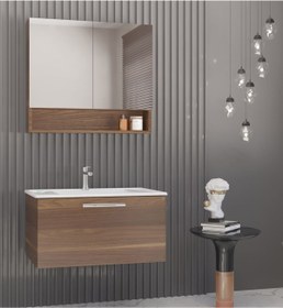 Resim Westday Desing Vega 80 Cm Cevız Banyo Dolap Takımı 