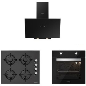 Resim Silverline BO6501B01 - CS5349B01 - 3481 Flam 60 Siyah Ankastre Set 