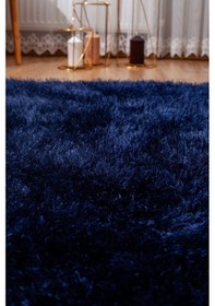 Resim El Dokuması Peluş Kilim 70 140 Cm Yolluk Banyo Mutfak Kapı Önü Paspası Lacivert 