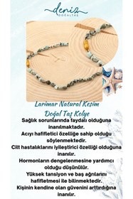Resim Deniz Doğal Taş Sertifikalı Larimar Natural Kesim ( Taşlar) Doğaltaş Kolye M234 