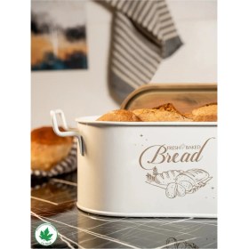 Resim Doremcy Ahşap Kapaklı Tel Kulplu Metal Ekmeklik Beyaz 