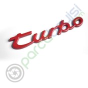 Resim Turbo Metal 3D Amblem Logo Orjinal Kırmızı 