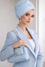 Resim Aişe tesettür Bebe Mavi Burgu Bantlı Hazır Bone 
