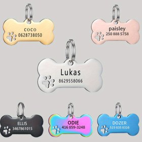 Resim Kişiselleştirilmiş Kazınmış Köpek Etiketi İsim ve Telefon Numarası ile - Özel Evcil Hayvan Tanımlama için Kemik Şekilli Yaka Kolyesi 