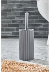Resim Line Çizgili Yuvarlak Kapaklı Wc Banyo Fırçası - Tuvalet Fırçası Antrasit Gri 