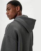 Resim Oversize Sweatshirt Kapşonlu Basic Uzun Kollu Kanguru Cep Detaylı Şardonlu 