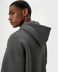 Resim Oversize Sweatshirt Kapşonlu Basic Uzun Kollu Kanguru Cep Detaylı Şardonlu 