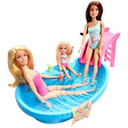 Resim Barbie Bebek ve Havuz Oyun Seti HRJ74 