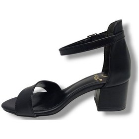 Resim Kılınç 985-25 Deri Anatomik Tek Bant Kalın Topuk Kadın Sandalet Siyah 