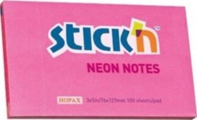 Resim Hopax Stickn 100 Yaprak Yapışkanlı Not Kağıdı 76 X 127 Mm Neon Pembe 