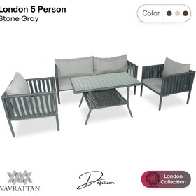 Resim London Oturma Takımı 5 Kişilik - Taş Gri 