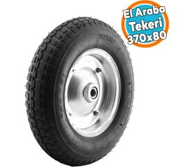 Resim Nzb Havalı Dublex El Arabası Yük Taşıma Tekeri Siboplu Bilyeli Rulmanlı 370X80 mm Çelik Jant Tekerlek 