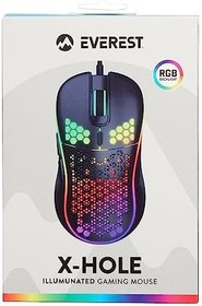 Resim Everest SM-G66 X-HOLE Usb Siyah 7D Optik 8000dpi LED Işıklı Gaming Oyuncu Mouse 