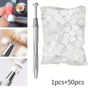Resim 50 Mini Sünger Küpleri ile 1 Tweezer Gripper, Tırnak Boya Sünger Gradyan Karıştırma Tırnak DIY ile saç tokası Seçme Aracı 