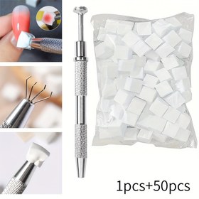 Resim 50 Mini Sünger Küpleri ile 1 Tweezer Gripper, Tırnak Boya Sünger Gradyan Karıştırma Tırnak DIY ile saç tokası Seçme Aracı 