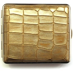 Resim Vom Hofe Germany Deri Kısa Sigara Tabakası 18li (krom/ Croco Gold) 