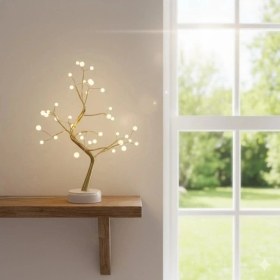 Resim Eco Lounge Masaüstü Boncuklu Şarjlı Ağaç Lamba 