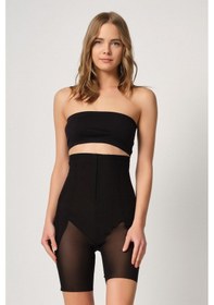 Resim Emay 2928 Kadın Toparlayıcı Ön Agraflı Tül Lazer Korse Siyah Siyah 