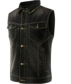 Resim ebakbak Motosiklet Kot Yelek Dayanıklı Jeans Kot Kumaş 3d Sırt Koruma Chopper Motor Yelek 