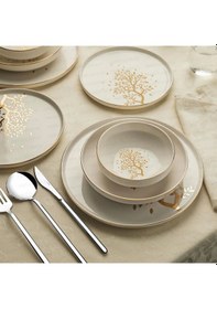 Resim Nehir Duru 6 Kişilik 24 Parça Hayat Ağacı Porselen Yemek Takımı 