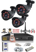Resim IDS DS-2015HD-SET3-320-BLACK 3 Kameralı 1080P Full HD 5 MP Sony Lensli Kamera Seti - 2015 