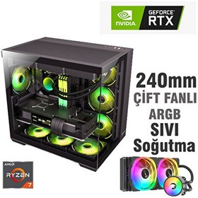 Resim Zeiron Arkham X7 Ryzen 7 5700X 32GB RAM 1TB M.2 SSD RTX5050 Sıvı Soğutmalı Oyuncu Masaüstü Bilgisayar 
