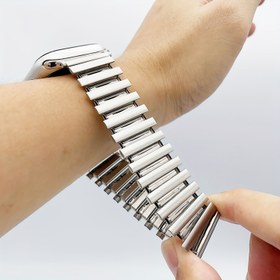 Resim Lüks Paslanmaz Çelik Elastik Bant iWatch Serisi 1-9 & SE için - Ultra, 49mm/45mm'den 38mm/42mm Modellere Uyar 