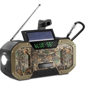 Resim Ganbao Ordu Yeşil Yeni 5000 Mah Çok Fonksiyonlu El Radyosu Güneş Krank Am/fm Su Geçirmez Radyo Kullanımı Acil Durum LED El Feneri ve Güç Bankası Şarj Cihazı (Yurt Dışından) 