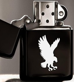Resim BK Gift Kartal Tasarımlı Siyah Benzinli Metal Çakmak 
