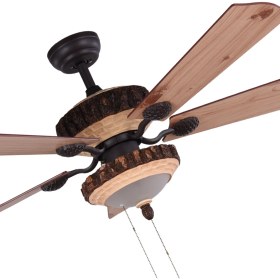 Resim Oğuzhan Kemer Kahverengi 132 cm Aydınlatmalı ve Uzaktan Kumandalı Tavan Vantilatörü 