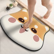 Resim 1 adet Karikatür Hayvan Flanelli Banyo Paspası, Süper Emici ve Yumuşak Sünger Yastık, Kaymaz Banyo Zemin Halısı, Polyester Lif, Şarj Edilmemiş, Duş Odası, Yatak Odası, Tuvalet Girişi için 