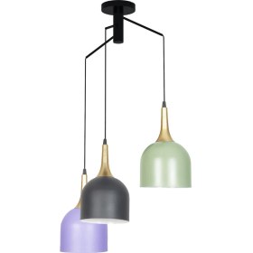 Resim Fer Avize Reina Otantik Tasarım Salon - Cafe - Mutfak - Çocuk Odası Lila Siyah Yeşil Renk Mix 3 Lü Avize 