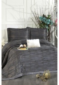 Resim Alina Şönil Çift Kişilik Yatak Örtüsü 260x260 Cm Antrasit Antrasit 