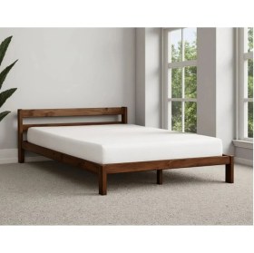 Resim Pinoxi Masif Ahşap Karyola 150CM x 200CM Doğal Ahşap Ceviz Renk 