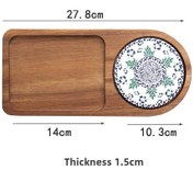Resim Geeroyoo Japon Stili Klasik Ahşap Tabaq - Seramik Üstlü, Güneş Kahvaltısı, Tatlı Ve Atıştırmalık Sunumu İçin Dayanıklı Ve Zirve Desenli A Modeli 