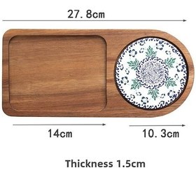 Resim Youmex Japon Stili Klasik Ahşap Tabak, Seramik Üstü, Tatlı- Kahvaltı Servisi, Dayanıklı Ve Estetik Tasarım A Modeli 