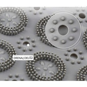 Resim Masajlı Silikon Banyo Paspası Vantuzlu Banyo Ve Duş Kaydırmazı Gri Renk Kaydırmaz Antrasit 