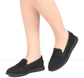 Resim Kadın Siyah Nubuk Deri Loafer 