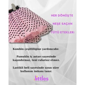 Resim The Littles Kids Pembe Puantiyeli Beli Lastikli Pamuklu Astarlı Kız Çocuk Bayramlık Tütü Etek 