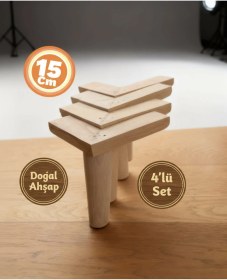 Resim 1. Sınıf Gürgen Ağacı 15 Cm 4'lü Set Mobilya Kanepe Koltuk Tv Ünitesi Yükseltme Koltuk Ayağı Ahşap 