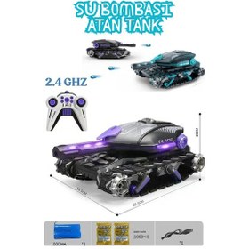 Resim Oyuncak Uzaktan Kumandalı Sesli Ve Işıklı 2.4 Ghz Su Bombası Atan Tank 25 Cm Siyah 